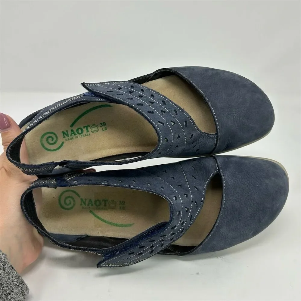 Naot Kapua Slingback Open Back Sandal Flats Blue Size 39 (US 8) Casual Shoes